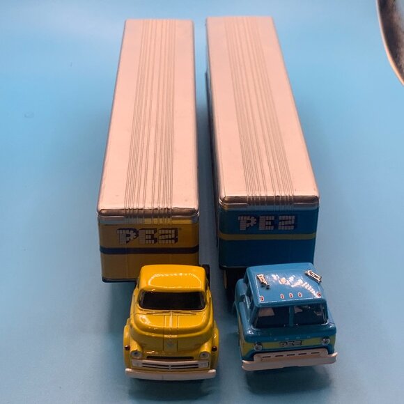 2ct M2 PEZ Yellow and Blue Semi Trailer Vehicles WOB - Picture 1 of 5